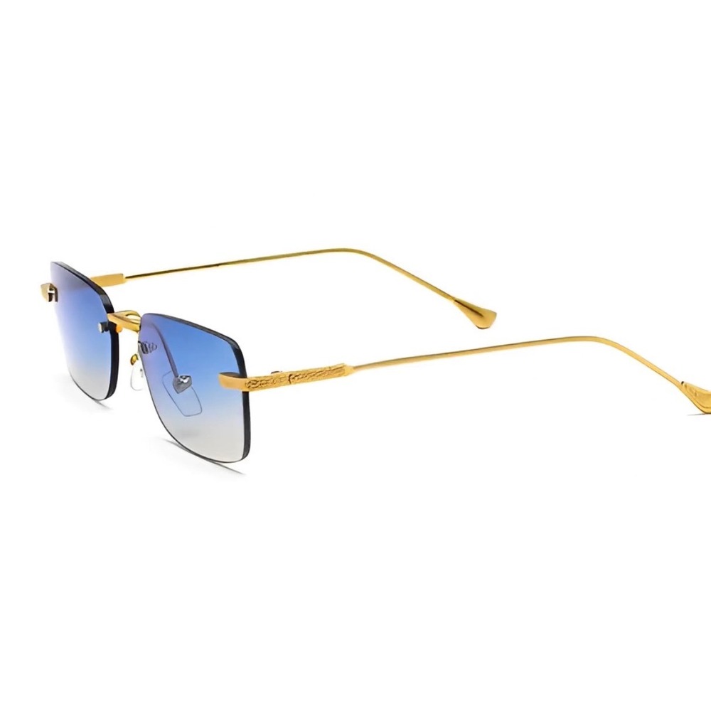 Mens Square Sunglasses Oceanic Blue Lens Aviator Style Fashion Hip Hop Shades - Picture 8 of 10